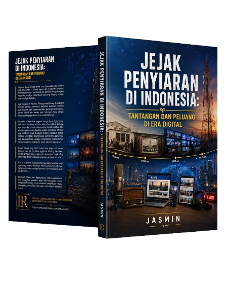 Mockup buku Jejak Penyiaran di Indonesia: Tantangan dan Peluang di Era Digital karya Jasmin